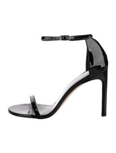 Pre-owned Stuart Weitzman Patent Leather Sandals In Black