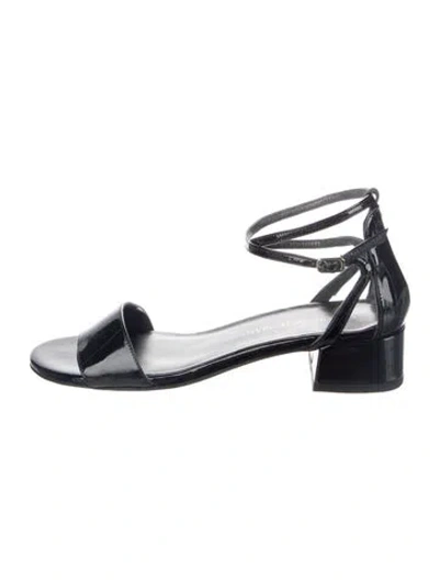 Pre-owned Stuart Weitzman Patent Leather Sandals In Black