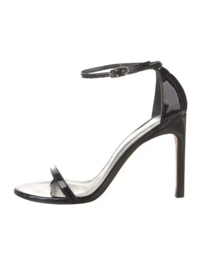 Pre-owned Stuart Weitzman Patent Leather Sandals In Black