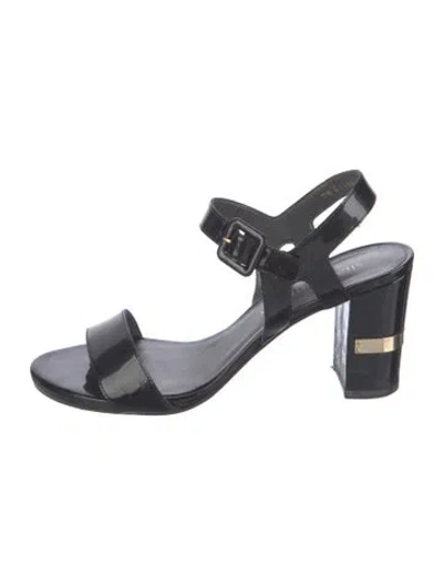 Pre-owned Stuart Weitzman Patent Leather Sandals In Black