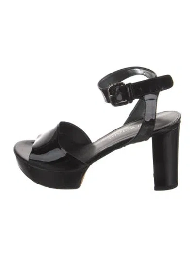 Pre-owned Stuart Weitzman Patent Leather Sandals In Black