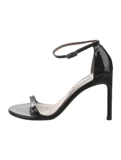 Pre-owned Stuart Weitzman Patent Leather Sandals In Black