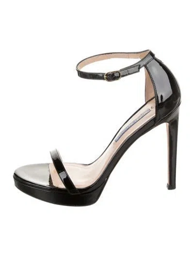 Pre-owned Stuart Weitzman Patent Leather Sandals In Black