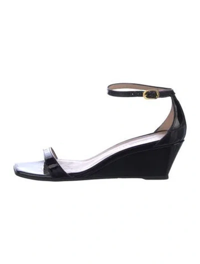 Pre-owned Stuart Weitzman Patent Leather Sandals In Black
