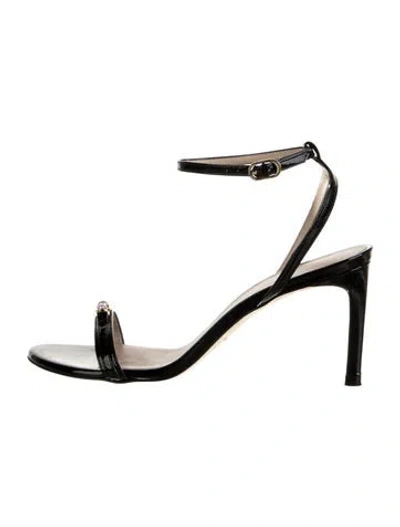 Pre-owned Stuart Weitzman Patent Leather Sandals In Black