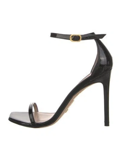 Pre-owned Stuart Weitzman Patent Leather Sandals In Black