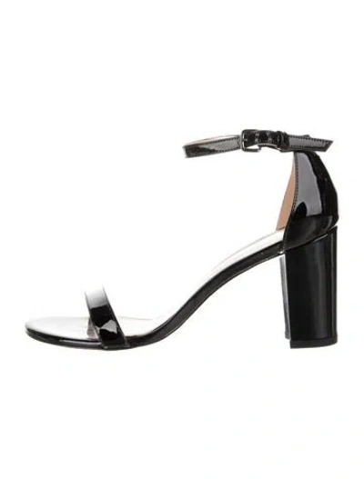 Pre-owned Stuart Weitzman Patent Leather Sandals In Black
