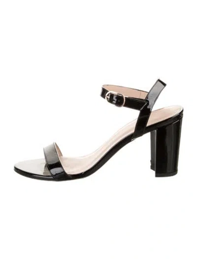 Pre-owned Stuart Weitzman Patent Leather Sandals In Black