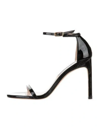 Pre-owned Stuart Weitzman Patent Leather Sandals In Black