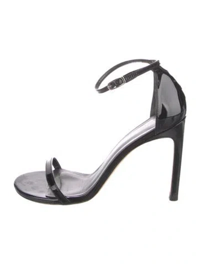 Pre-owned Stuart Weitzman Patent Leather Sandals In Black