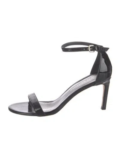 Pre-owned Stuart Weitzman Patent Leather Sandals In Black