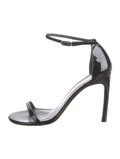 Pre-owned Stuart Weitzman Patent Leather Sandals In Black
