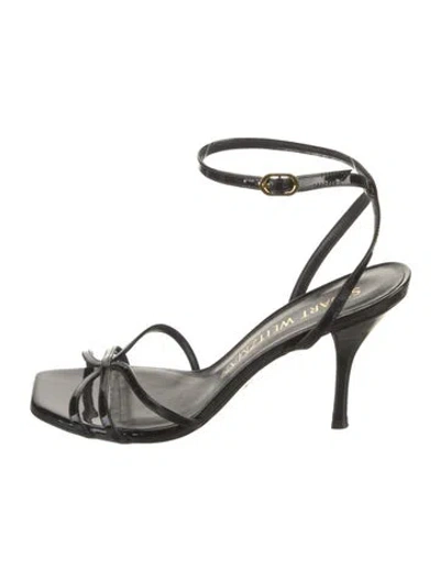Pre-owned Stuart Weitzman Patent Leather Sandals In Black