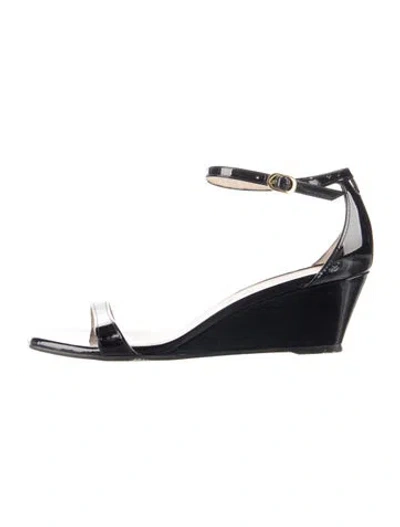 Pre-owned Stuart Weitzman Patent Leather Sandals In Black