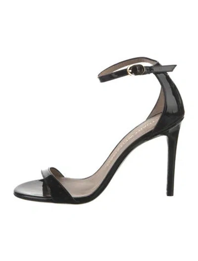Pre-owned Stuart Weitzman Patent Leather Sandals In Black