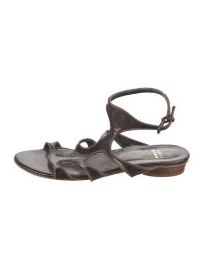 Pre-owned Stuart Weitzman Patent Leather Sandals In Brown