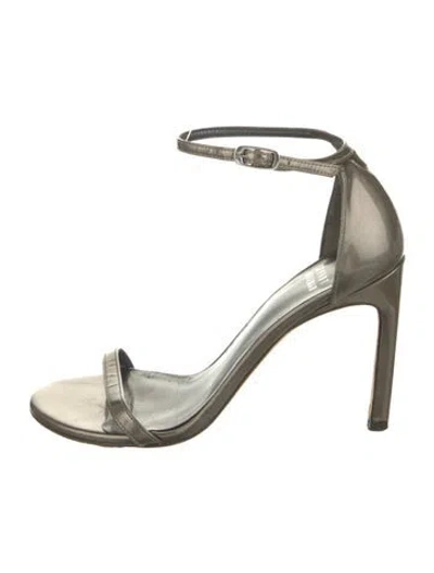 Pre-owned Stuart Weitzman Patent Leather Sandals In Gray
