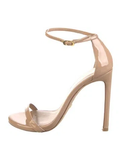 Pre-owned Stuart Weitzman Patent Leather Sandals In Neutral