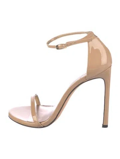 Pre-owned Stuart Weitzman Patent Leather Sandals In Neutral