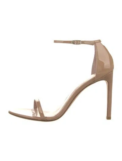 Pre-owned Stuart Weitzman Patent Leather Sandals In Neutral