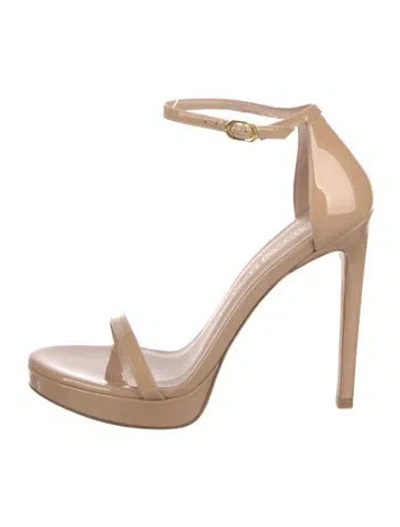 Pre-owned Stuart Weitzman Patent Leather Sandals In Neutral
