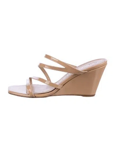 Pre-owned Stuart Weitzman Patent Leather Sandals In Neutral