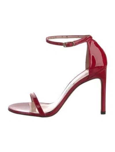 Pre-owned Stuart Weitzman Patent Leather Sandals In Red
