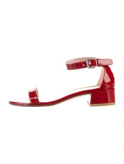 Pre-owned Stuart Weitzman Patent Leather Sandals In Red