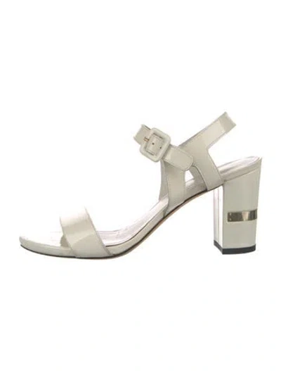 Pre-owned Stuart Weitzman Patent Leather Sandals In White
