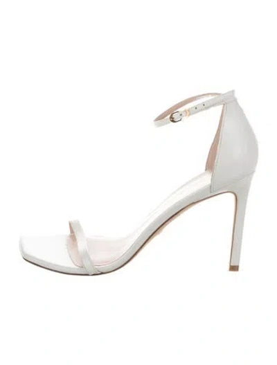 Pre-owned Stuart Weitzman Patent Leather Sandals In White