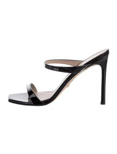 Pre-owned Stuart Weitzman Patent Leather Slides In Black