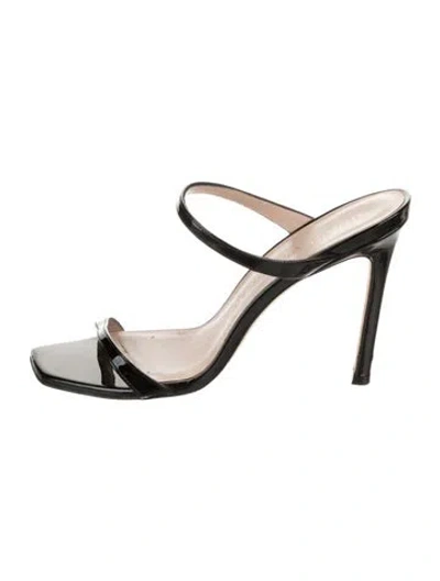 Pre-owned Stuart Weitzman Patent Leather Slides In Black