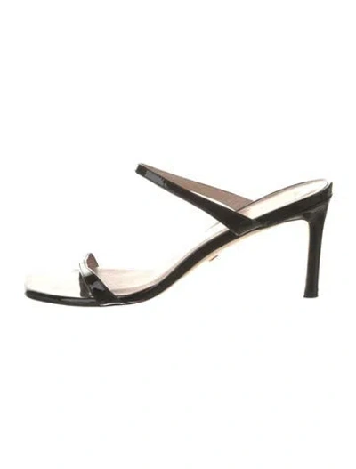 Pre-owned Stuart Weitzman Patent Leather Slides In Black