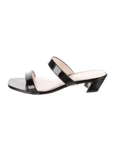 Pre-owned Stuart Weitzman Patent Leather Slides In Black