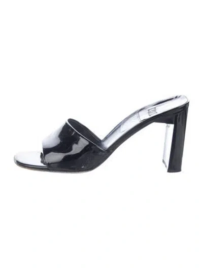 Pre-owned Stuart Weitzman Patent Leather Slides In Blue