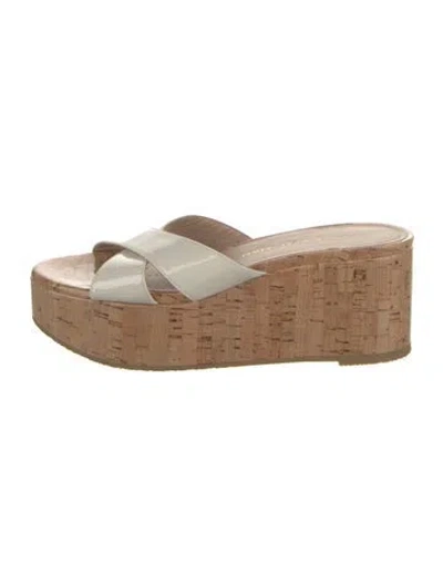 Pre-owned Stuart Weitzman Patent Leather Slides In Blue