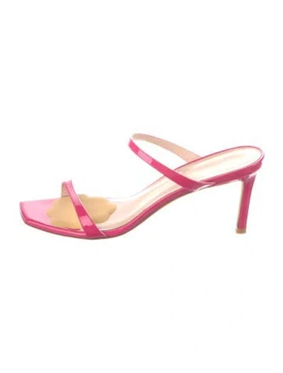 Pre-owned Stuart Weitzman Patent Leather Slides In Pink