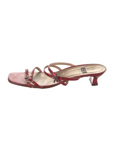 Pre-owned Stuart Weitzman Patent Leather Slides In Red
