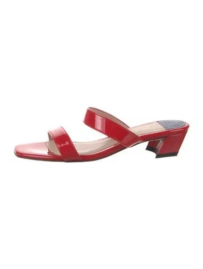 Pre-owned Stuart Weitzman Patent Leather Slides In Red
