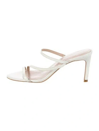 Pre-owned Stuart Weitzman Patent Leather Slides In White