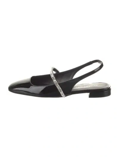 Pre-owned Stuart Weitzman Patent Leather Slingback Flats In Black