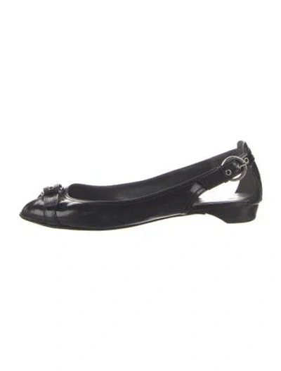 Pre-owned Stuart Weitzman Patent Leather Slingback Flats In Black