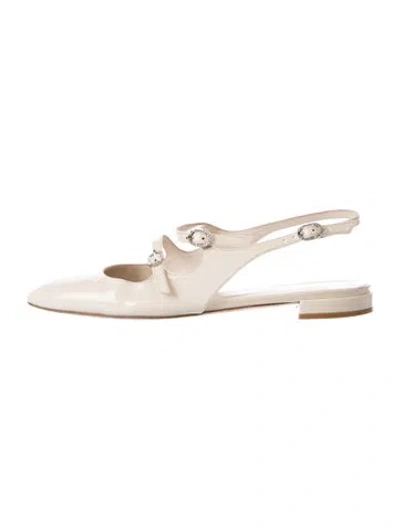 Pre-owned Stuart Weitzman Patent Leather Slingback Flats In Neutral