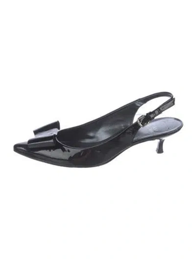 Pre-owned Stuart Weitzman Patent Leather Slingback Pumps In Black