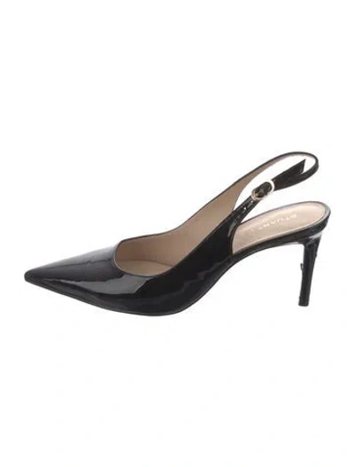 Pre-owned Stuart Weitzman Patent Leather Slingback Pumps In Black