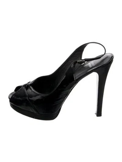 Pre-owned Stuart Weitzman Patent Leather Slingback Pumps In Black