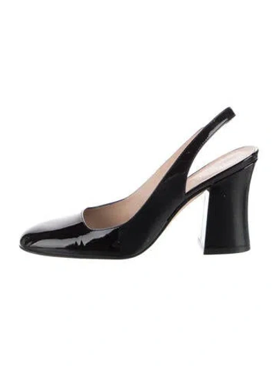 Pre-owned Stuart Weitzman Patent Leather Slingback Pumps In Black