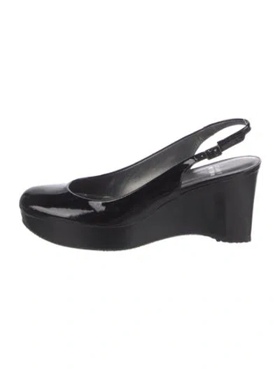 Pre-owned Stuart Weitzman Patent Leather Slingback Pumps In Black
