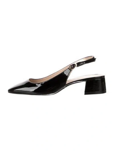 Pre-owned Stuart Weitzman Patent Leather Slingback Pumps In Black