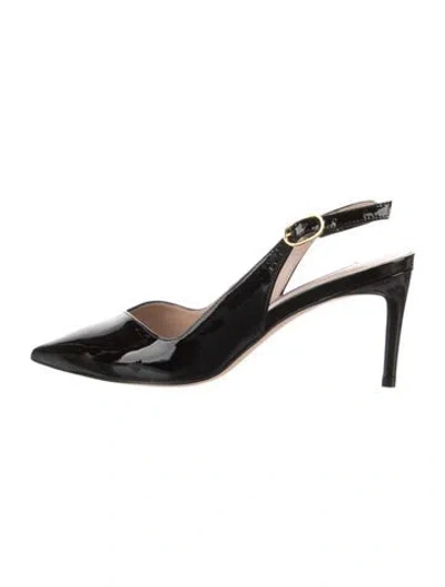 Pre-owned Stuart Weitzman Patent Leather Slingback Pumps In Black